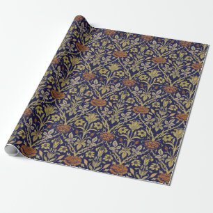 Morris Blue Achtergrond Roos & Lily Flower Pattern Cadeaupapier