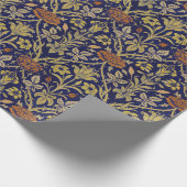 Morris Blue Achtergrond Roos & Lily Flower Pattern Cadeaupapier (Hoek)