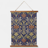 Morris Blue Achtergrond Roos & Lily Flower Pattern Hangend Wandkleed (Voorkant)