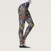 Morris Blue Achtergrond Roos & Lily Flower Pattern Leggings (Rechts)