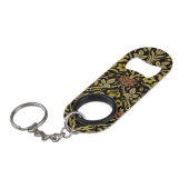 Morris Blue Achtergrond Roos & Lily Flower Pattern Mini Flessenopener (Voorkant Gekanteld)