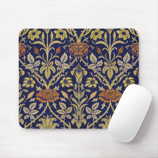 Morris Blue Achtergrond Roos & Lily Flower Pattern Muismat (Met muis)
