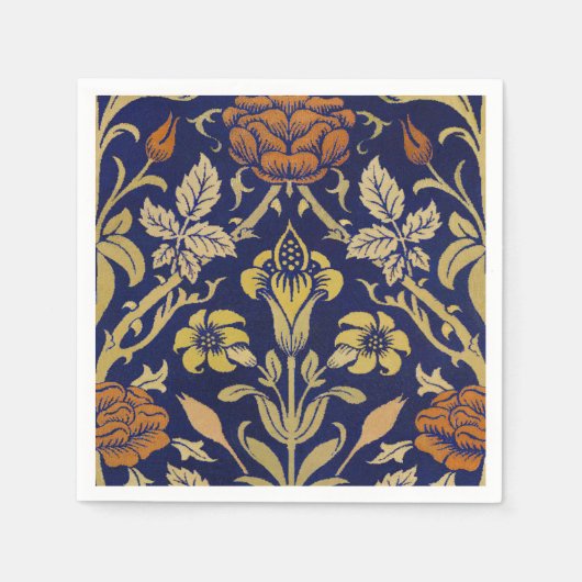 Morris Blue Achtergrond Roos & Lily Flower Pattern Servet (Voorkant)