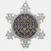 Morris Blue Achtergrond Roos & Lily Flower Pattern Tin Sneeuwvlok Ornament (Voorkant)