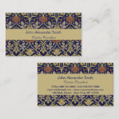 Morris Blue Achtergrond Roos & Lily Flower Pattern Visitekaartje (Voorkant / Achterkant)