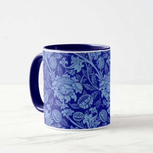 Morris - Blue Indigo Floral Pattern Mok (Voorkant links)