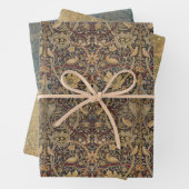 Morris Brown Birds Dove Pauw en Draak Inpakpapier Vel (In situ)