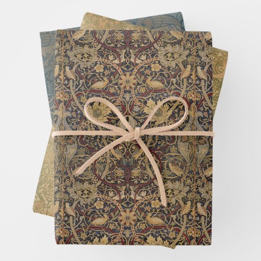  Morris Brown Birds Dove Pauw en Draak Inpakpapier Vel (In situ)