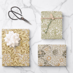 Morris Brown Floral beige Flowers Patronen Inpakpapier Vel