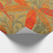 Morris & Co. Bamboe-patroon Godwin Oranje & Salie Cadeaupapier (Hoek)
