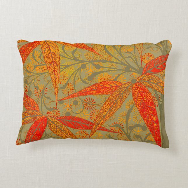 Morris & Co. Bamboe-patroon Godwin Oranje & Salie Decoratief Kussen (Achterkant)