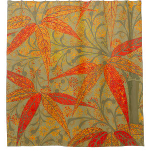 Morris & Co. Bamboe-patroon Godwin Oranje & Salie Douchegordijn