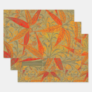 Morris & Co. Bamboe Patroon Godwin Oranje & Salie Inpakpapier Vel