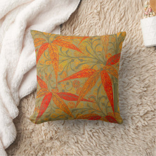 Morris & Co. Bamboe Patroon Godwin Oranje & Salie Kussen