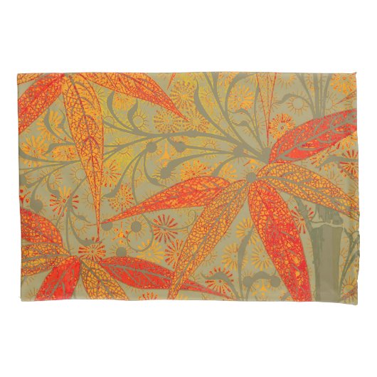 Morris & Co. Bamboe-patroon Godwin Oranje & Salie Kussensloop (Voorkant)