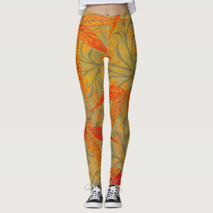 Morris & Co. Bamboe Patroon Godwin Oranje & Salie Leggings