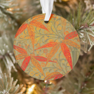 Morris & Co. Bamboe Patroon Godwin Oranje & Salie Ornament