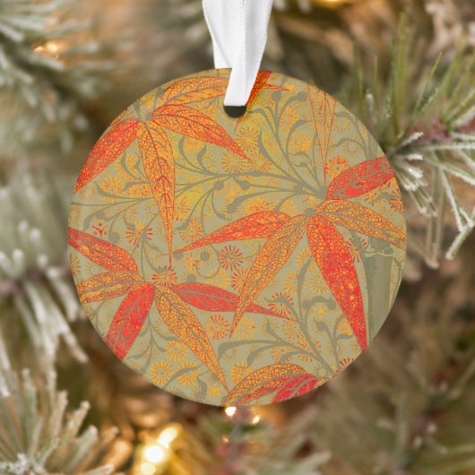 Morris & Co. Bamboe Patroon Godwin Oranje & Salie Ornament (Boom)
