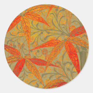 Morris & Co. Bamboe Patroon Godwin Oranje & Salie Ronde Sticker