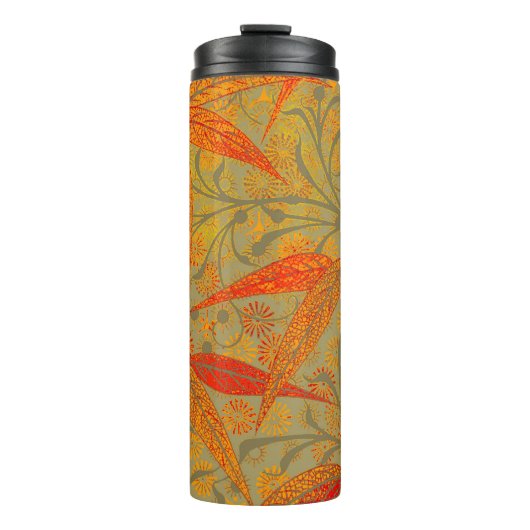 Morris & Co. Bamboe-patroon Godwin Oranje & Salie Thermosbeker (Voorkant)