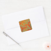 Morris & Co. Bamboe Patroon Godwin Oranje & Salie Vierkante Sticker (Envelop)