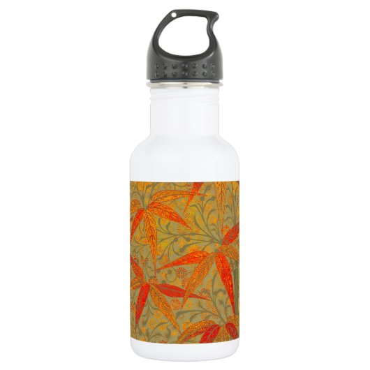 Morris & Co. Bamboe Patroon Godwin Oranje & Salie Waterfles (Voorkant)