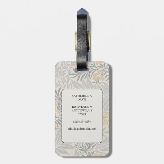 Morris Coral & Sage Larkspur Patroon Bagagelabel (Achterkant verticaal)