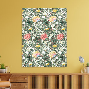 Morris Cray Vintage Bloem Florale Ontwerp Groen Canvas Afdruk