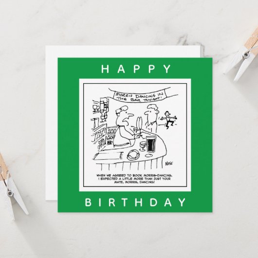 Morris Dancing in Pub. Traditional Morris Dancing Kaart (Voorkant / Achterkant in situ)