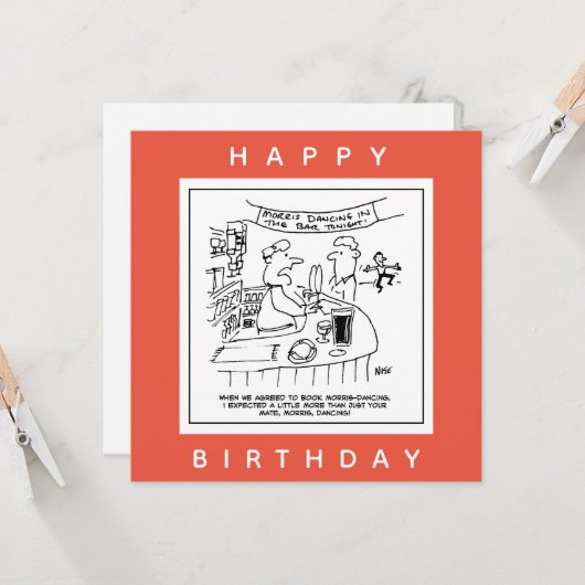 Morris Dancing in Pub. Traditional Morris Dancing Kaart (Voorkant / Achterkant in situ)