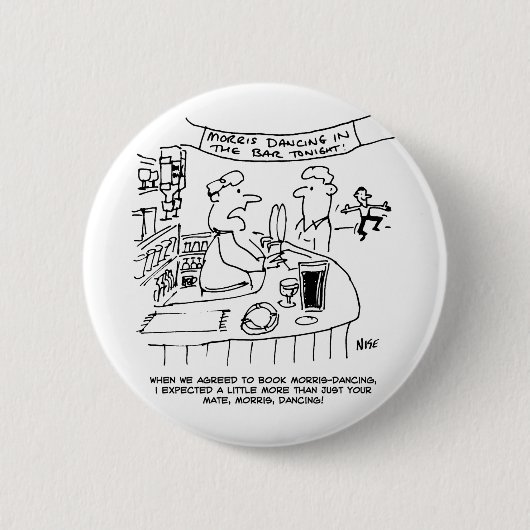 Morris Dancing in Pub. Traditional Morris Dancing Ronde Button 5,7 Cm (Voorkant)