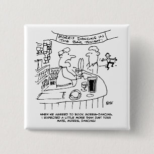 Morris Dancing in Pub. Traditional Morris Dancing Vierkante Button 5,1 Cm