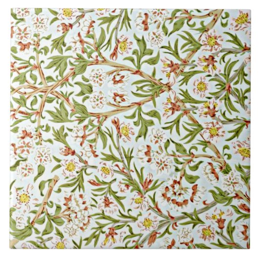 Morris - Delicate Bloem Motief Tegeltje (Voorkant)