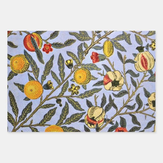 Morris: Drie patronen: Blauwe Mallow, Fruit, Daisy Inpakpapier Vel (Voorkant 2)