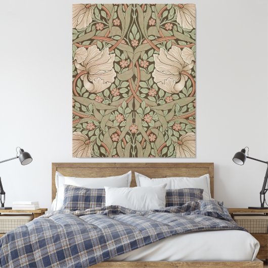 Morris Earth tone Pimpernel Pattern Canvas Afdruk (Insitu (Slaapkamer))