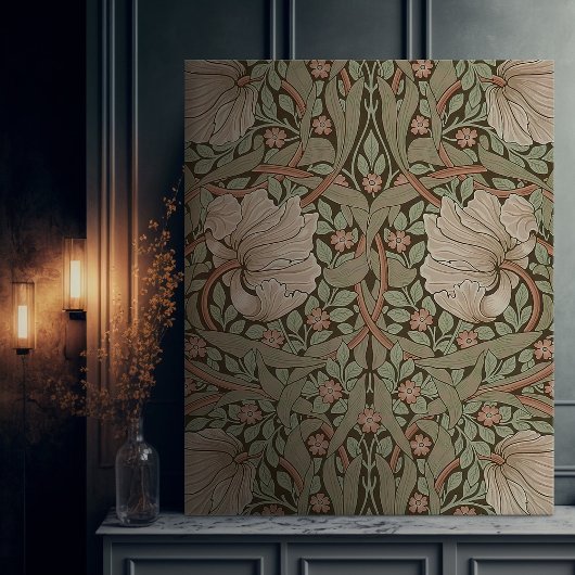 Morris Earth tone Pimpernel Pattern Canvas Afdruk