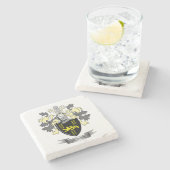 Morris Family Crest Coat of Arms Stenen Onderzetter (Zijkant)