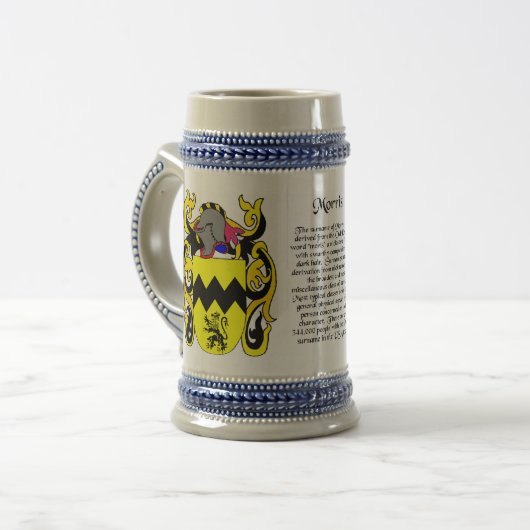 Morris Family Crest Stein Bierpul (Voorkant links)
