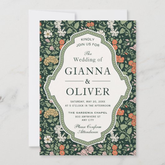 Morris Floral Garden bruiloft uitnodiging (Voorkant)