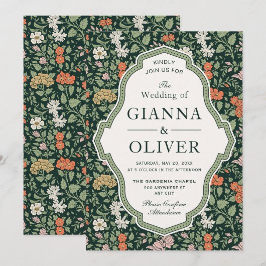 Morris Floral Garden bruiloft uitnodiging (Voorkant / Achterkant)