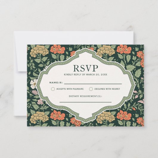 Morris Floral Garden Wedding RSVP-kaart Kaart (Voorkant)