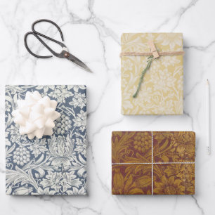 Morris Floral Sunflower Grapes Blue Yellow Inpakpapier Vel