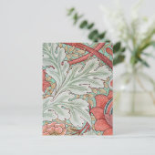 Morris  Foliage & Floral Patroon Rode Stijl Briefkaart (Staand voorkant)