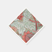 Morris  Foliage & Floral Patroon Rode Stijl Servet (Hoek)