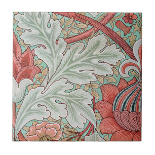 Morris  Foliage & Floral Patroon Rode Stijl Tegeltje