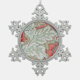 Morris Foliage & Floral Patroon Rode Stijl Tin Sneeuwvlok Ornament