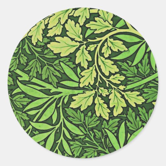 Morris - Foliage,  kunstpatroon in groen, Ronde Sticker (Voorkant)