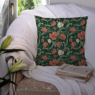 Morris Garden Groen & Rood Bloemmotief Kussen