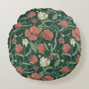 Morris Garden Groen & Rood Bloemmotief Rond Kussen