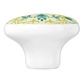 Morris Geel Turquoise Wijnstok & Bloem Motief Keramische Knop (Zijkant)